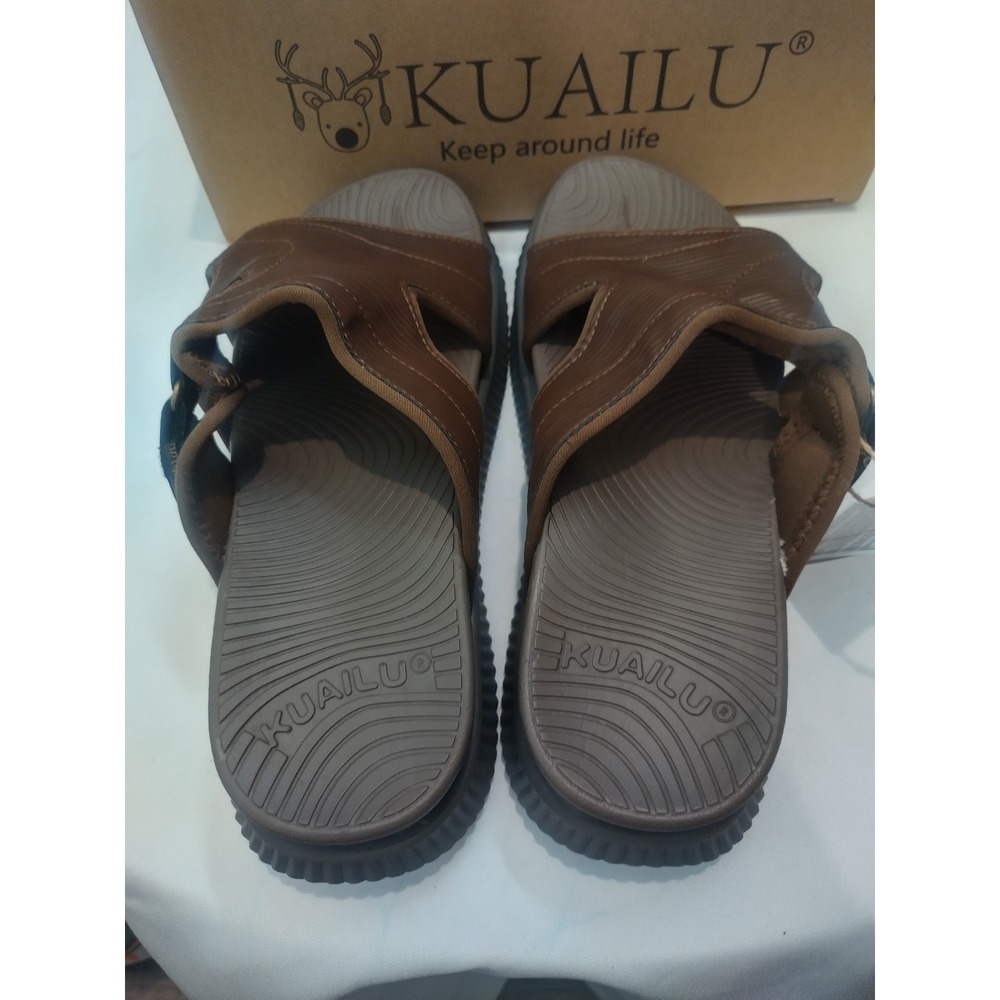 KuaiLu Womens Slides Sandals Brown Comfort Buckle KW9Y6 US 8 EU 38.5 - Picture 4 of 7